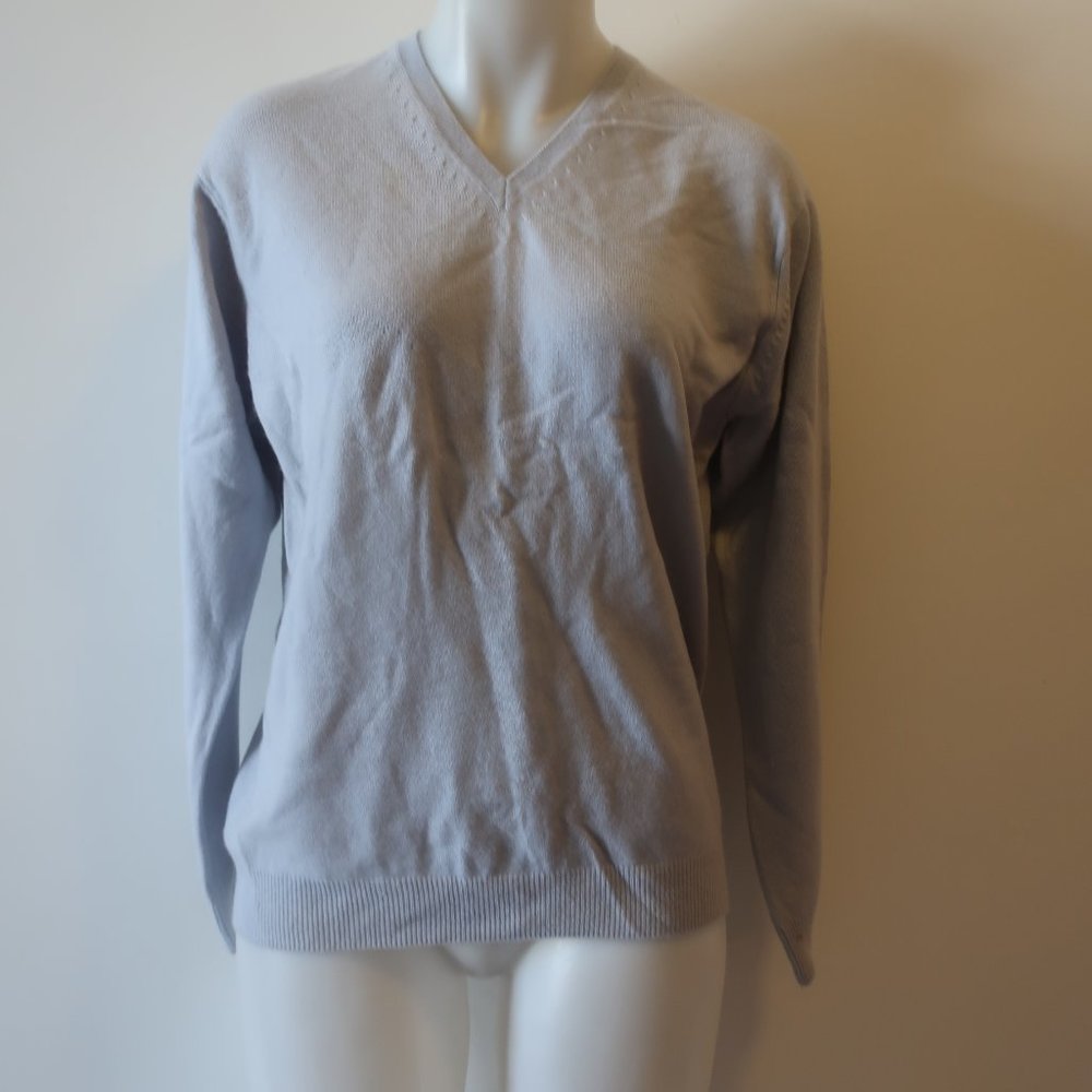Womens Glen Lyon Light Blue V-Neck Cashmere Sweater M *